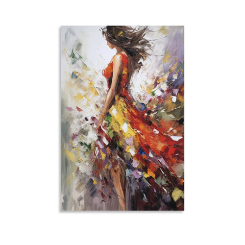 ToMart Vintage Woman Spanish Flamenco Dance Poster Poster Art Print Home Decor Canvas Painting Posters And Prints Wall Art Pictures for Living Room Bedroom Decor 08x12inch(20x30cm) Unframe-style