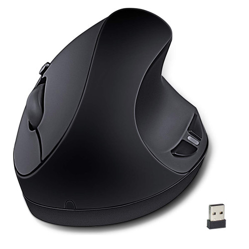 Ergonomic Wireless Mouse, Wireless Vertical Mouse 2.4GHz Optical Mice with Adjustable DPI 800/1200/1600 for Small Hands,Black