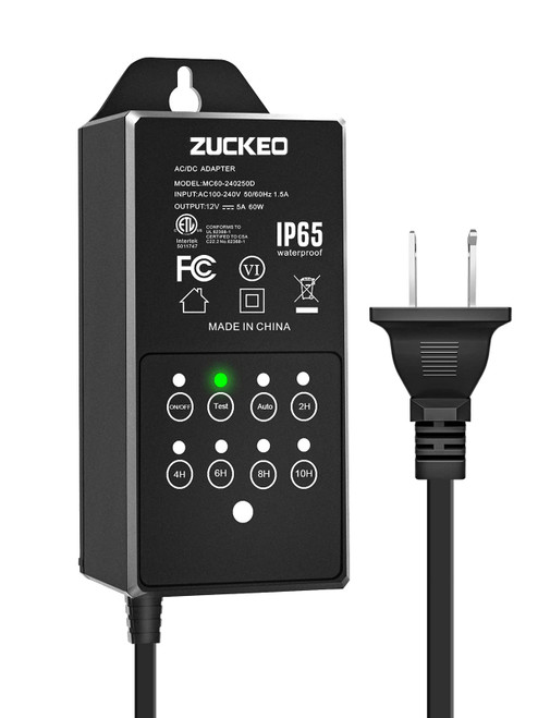 ZUCKEO 60W Low Voltage Landscape Transformer with Timer & Photocell Sensor, 100-240V AC to 12V DC Outdoor Landscape Lighting Transformer LED Transformers for Spotlight Pathway Well In-ground Lights