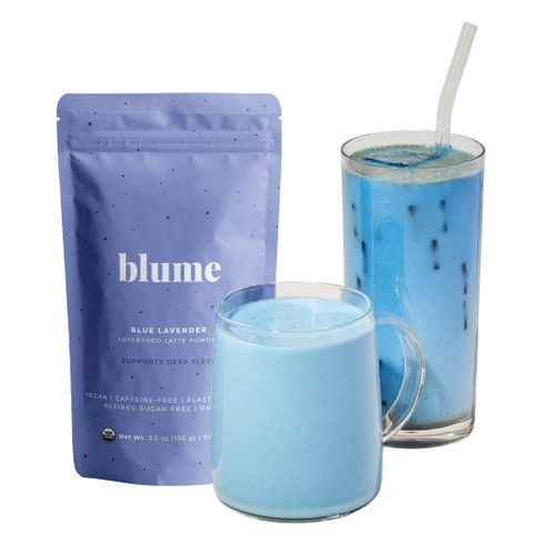 Blume Blue Lavender Latte - Calming Lavender Tea latte to Calm - Lavender Milk Tea with Blue Spirulina and Coconut Milk - 30 Servings