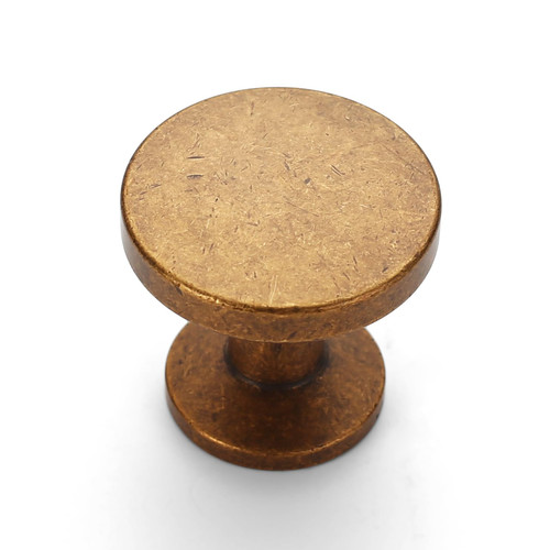 Amerdeco 10 Pack Antique Brass Cabinet Knobs Single Hole Cabinet Pulls Round Kitchen Cabinet Knobs Drawer Knobs Dresser Knobs and Pulls for Bathroom Cabinets ZH0051