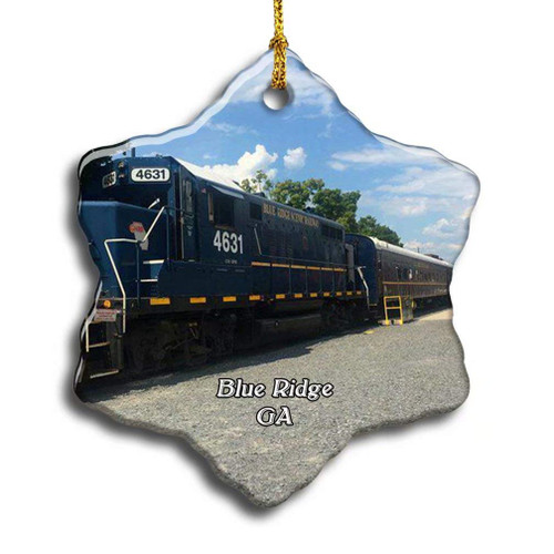 "N/A" Blue Ridge Train Georgia USA America Christmas Ceramic Ornament Xmas Tree Decor Souvenirs Double Sided Snowflake Porcelain Home Gifts