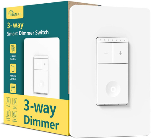 TREATLIFE 3 Way Smart Dimmer Switch, Single-Pole Smart Switch Compatible with Alexa and Google Assistant, WiFi Light Switch, Schedule, Neutral Wire Needed, No Hub Required, 1 Pack