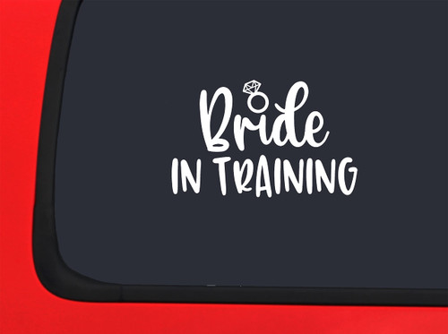 Car Sticker Bride in Training Ring Wedding Couple Love Relationship Marriage Car Window Decal Sticker White 7 Inch