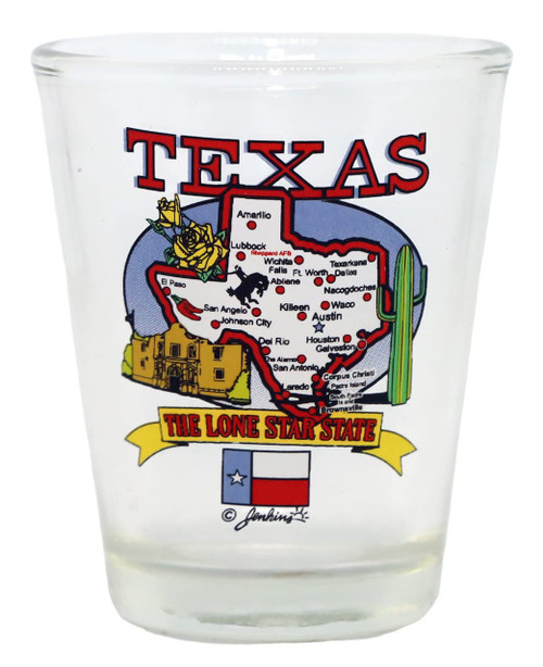 Texas State Elements Map Shot Glass