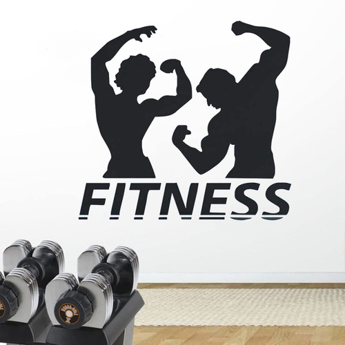 FGJFGGFR Fitness Wall Sticker Sports Gym Wall Sticker Fitness Club Wall Art Mural Wall Sticker Vinyl Removable,Black,80X86CM