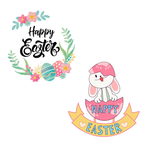 PLIGREAT Happy Easter Bunny Wall Stickers, Peel and Stick Wall Decals, Cute Wall Art Decor Removable Vinyl Wall Sticker for Nursery Living Room Bedroom Home Wall Decoration DIY Indoor Wall Decor