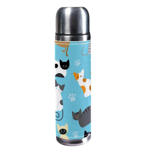 Insulated Water Bottle Stainless Steel Water Bottles Metal Water Bottle, Animal Paw Cats Cats