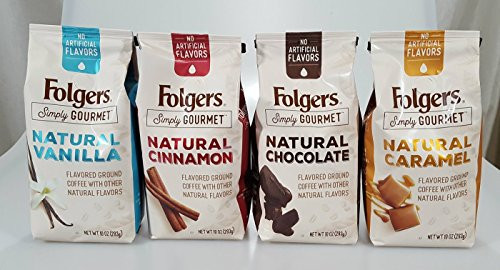 Folgers Simply Gourmet Ground Coffee 10oz Bags (4 Flavor Variety Pack)