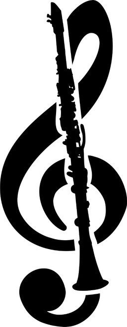 Treble Clef Clarinet Band Instrument Music Notes Pitch Wall Decals for Walls Peel and Stick Wall Art murals Black Small 8 Inch