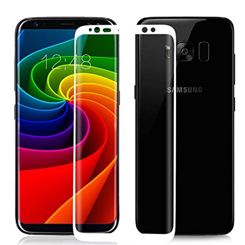 Galaxy S8 Screen Protector, AKTEC [3D Curved Edge] Ultra Clear 9H Hardness Tempered Glass Screen Protector Full Coverage Bubble-Free Anti-Scratch Film for Samsung Galaxy S8 (White)