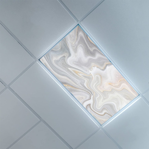 Lorougei Fluorescent Light Covers for Ceiling Light Diffuser Panels-Marble Pattern-Light Filters Ceiling LED Ceiling Light Covers-2ft x 4ft Drop Ceiling Fluorescent Decorative,Sand Brown Pale Grey