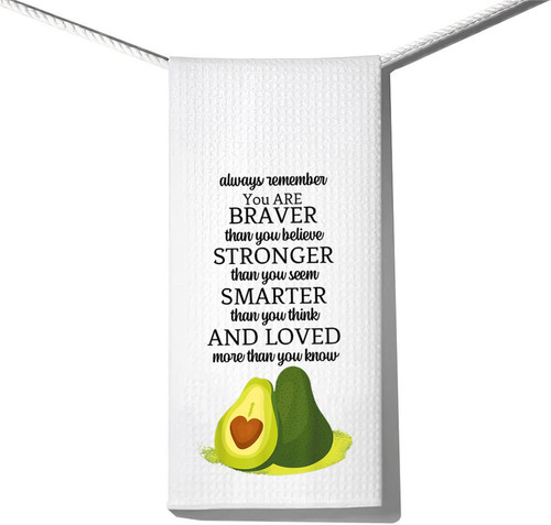 LEVLO Avocado Kitchen Towel Avocado Lover Gift You are Braver Stronger Smarter Than You Think Avocado Dish Towel Waffle Weave Avocado Motivational Kitchen Decor (Always Avocado Towel) LEVLO Avocado Kitchen Towel Avocado Lover Gift You are Braver Stronger Smarter Than You Think Avocado Dish Towel Waffle Weave Avocado Motivational Kitchen Decor (Always Avocado Towel)