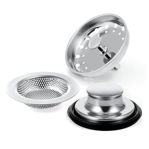 3pcs Sink Stopper Strainer, Stainless Steel Kitchen Sink Drain Strainer Silver Sink Drain Filter Universal Anti-Clogging Kitchen Sink Plug Strainer