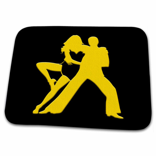 3dRose A beautiful pair of dancers. Yellow silhouettes, black... - Dish Drying Mats (ddm-326147-1)