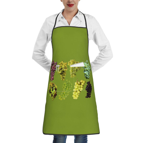 OUSIKA Grapes Apron With Pockets Waterproof Kitchen Cooking Chef Aprons Bib For Baking Gardening Bbq
