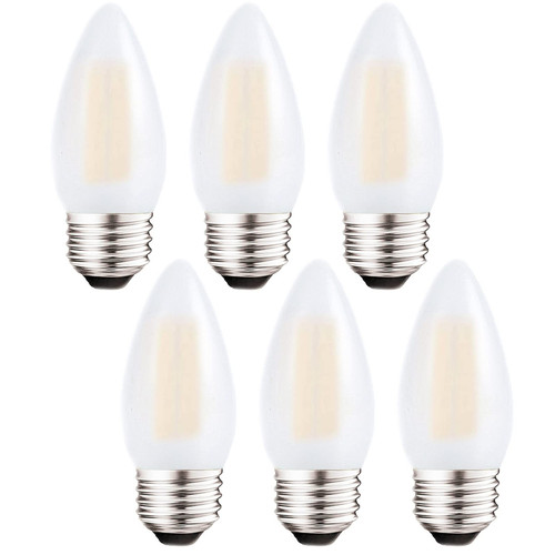 Sunaiony Dimmable LED Candelabra Light Bulbs 40W Equivalent E26 Base, B11 LED Chandelier Candle Light Bulbs, Frosted E26 Medium Base Candelabra Bulb 2700K Warm White, 6 Pack