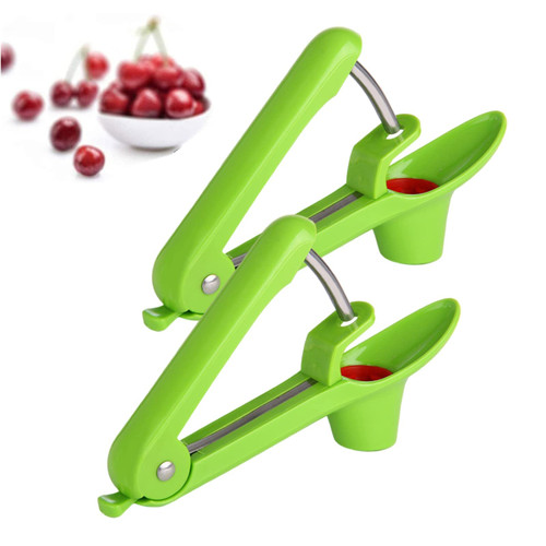 Aebor 2pcs Cherry Pitter Tool, Cherry Pit Remover Tool, Multi-Function Fruit Corer and Pitter Remover, Cherry Corer Pitter Tool for Cherries Jam (Green)
