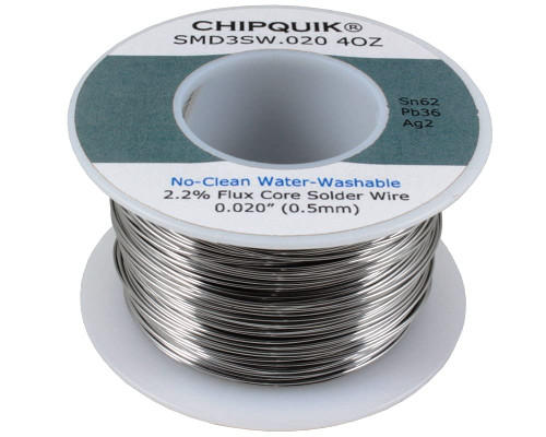 Chip Quik SMD3SW.020 4OZ Solder Wire 62/36/2 Tin/Lead/Silver No-Clean Water-Washable .020 4oz