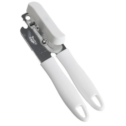 Chef Craft Select Stainless Steel Can Opener with Plastic Handle, 7.5 inches in Length, White