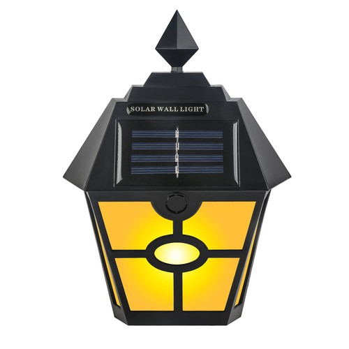 Solar Wall Lights Outdoor, LED Fence Lights, Waterproof Outdoor Lighting for Deck, Fence, Patio, Front Door, Stair, Landscape, Yard and Driveway Path, Warm White (Black)