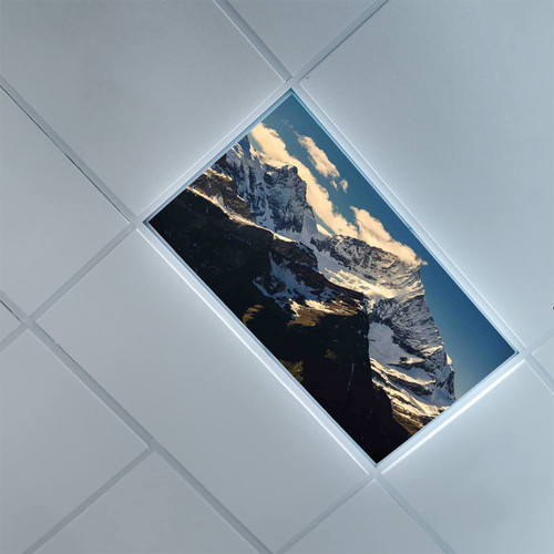Fluorescent Light Covers for Ceiling Light Diffuser Panels-Mountain Pattern-Light Filters Ceiling LED Ceiling Light Covers-2ft x 4ft Drop Ceiling Fluorescent Decorative,White Black Blue