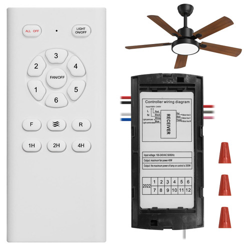 Obabala Universal Ceiling Fan Remote Control Kit, Ceiling Fan Remote kit with Reverse,6-Speed, Light Dimmer, Replacement for 52-in Fan/Other Ceiling Fan Light