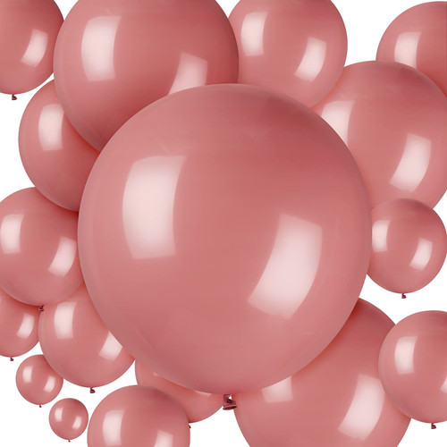 100 Pieces Latex Balloons Different Sizes 18/12/10/5 Inch Party Balloon Kit for Valentines Birthday Baby Shower Wedding Bride Graduation Party Decoration (Retro Pink)