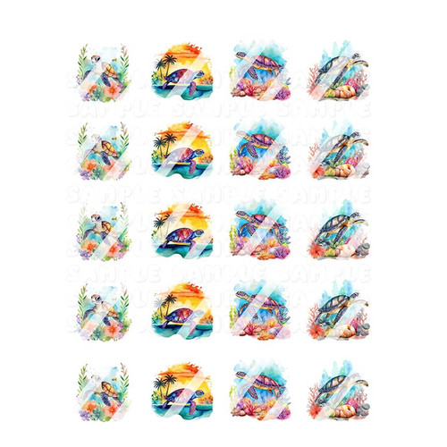 Sea Turtles Nail Art Decals - Waterslide Decals - Design #ST103 Sea Turtles Nail Art Decals - Waterslide Decals - Design #ST103