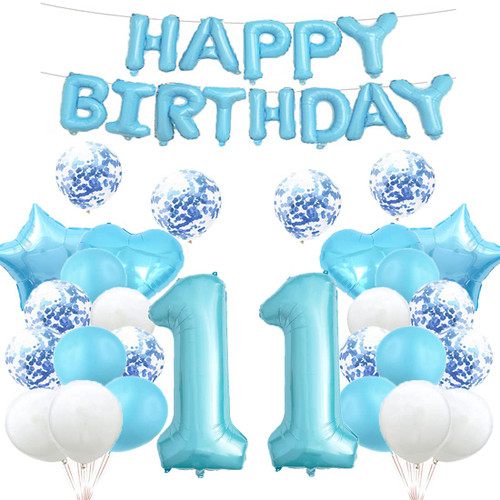 11th Birthday Balloon 11th Birthday Decorations Blue 11 Balloons Happy 11th Birthday Party Supplies Number 11 Foil Mylar Balloons Latex Balloon Gifts for Girls,Boys,Women,Men