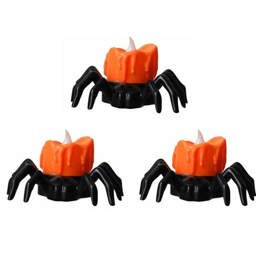 ZTBHV'FP 3 pc Led Spider Lights Halloween,Halloween Party Pumpkin Candle Lights,Halloween Props Electronic Candle Decoration