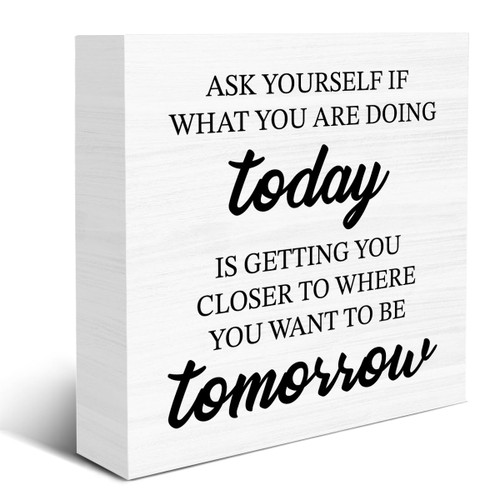 Inspirational Motivational Sayings Wooden Box Sign Ask Yourself If What You Are Doing Today Wood Sign Decor Wooden Block Sign Decoration for Home Office Shelf Desk Inspirational Motivational Sayings Wooden Box Sign Ask Yourself If What You Are Doing Today Wood Sign Decor Wooden Block Sign Decoration for Home Office Shelf Desk