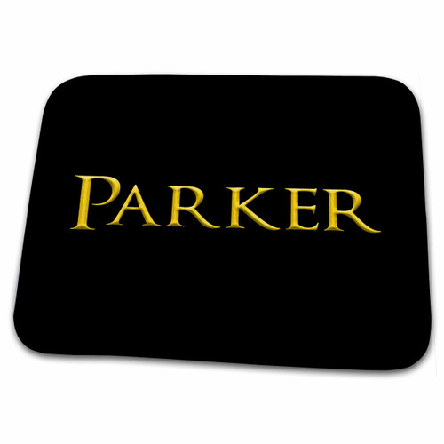 3dRose Parker common baby boy name in the USA. Yellow on black... - Dish Drying Mats (ddm-361740-1)