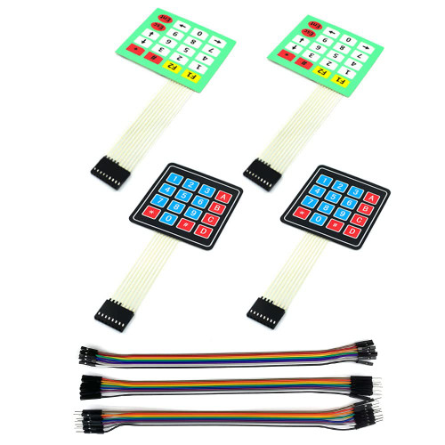 2Pcs 4x4 16 Keys Matrix Array Membrane Keyboard & 2Pcs 4x5 20 Keys Matrix Array Membrane Keyboard for Arduino Microcontroller, with 30Pcs Multicolored Dupont Wire, 34Pcs Kit