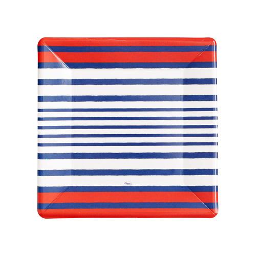 Breton Stripe Square Salad & Dessert Plates in Blue- 8 Per Package, 2 Packages