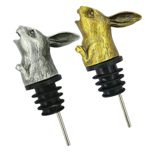 Wine Stopper 2pcs Wine Vacuum Stopper Wine Stoppers Spout Stainless Steel Wine Saver Vacuum Liquor Pourers Sealing Wine Stoppers Spouts Rabbit Animal