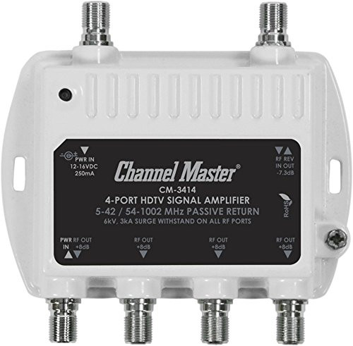 Channel Master CM3414 4-Port Distribution Amplifier for Cable and Antenna Signal