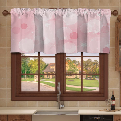 Fanjanmey Valances Curtains,Floral Pale Pink Pattern,Short Window Treatment Decor Curtains Light Filtering Kitchen Valance,52 x 18 in,Pale Pink