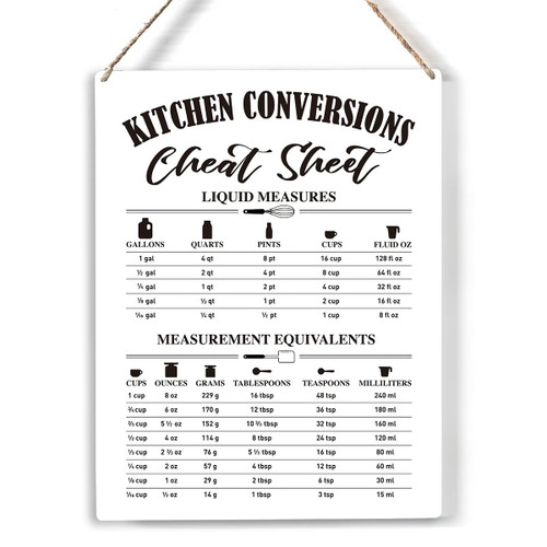 Kitchen Conversions Chart Wood Sign Kitchen Conversion Cheat Sheet Wooden Signs Hanging Plaque Home Wall Art "8 x 10", Rustic Sign Wall Decor for Home Dining Room Restaurant