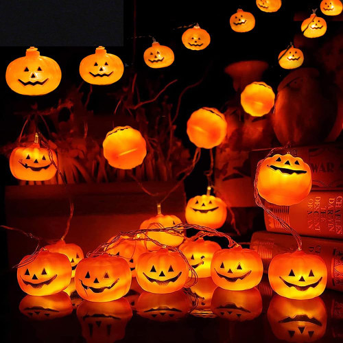40 LED Halloween Lights Outdoor Indoor Halloween Decorations Pumpkin Halloween String Lights Battery Operated LED Pumpkin Lights with 8 Modes - Thanksgiving Pumpkin Decor Halloween Party Decorations