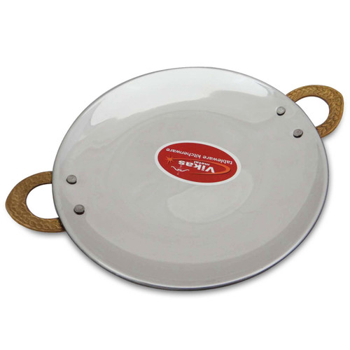 ibaexports Special Authentic Traditional Round Shaped Copper Steel Serving Plate with Copper Handles Tray Platter Tableware Dinnerware