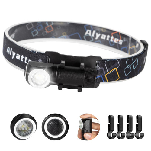 Alyattes LED Head Flashlight 3 Modes Lighting Headlamp Magnetic Base Rechargeable Headlamp, Mini Rechargeable Headlamps for Adults for Camping, Hiking, Repairing, Reading