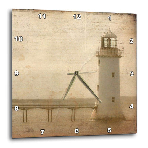 3dRose Lighthouse Grunge by Angelandspot - Wall Clock, 10 by 10-Inch (DPP_11386_1)