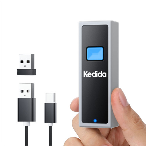 Kedida Portable 2D QR Barcode Scanner, Wireless Mini Barcode Scanner 3-in-1 Bluetooth/USB Wired/2.4G Wireless 1D QR Code Scanner for Inventory, Code Image Reader for Tablet iPhone iPad Android PC POS