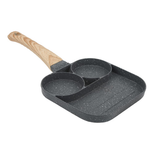 ELINP Egg Frying Pan Nonstick, Egg Burger Maker Pan 3 Section Divided Grill Frying Pan Non Stick Omelet Pan for Home Kitchen