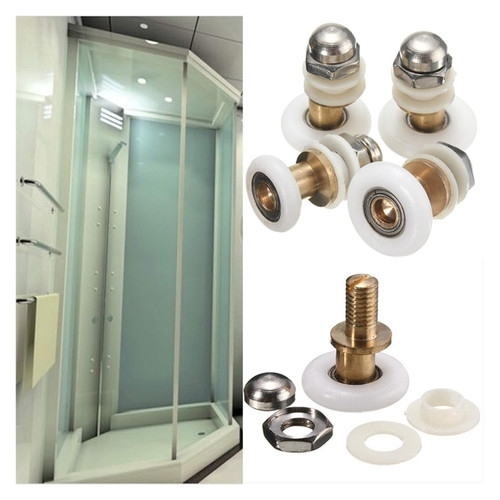 THAELY 25/27mm Replacement Brass Bathroom Shower Door Roller Runner Glass Sliding Door Wheel Pulley (Color : 27mm, Size : 4pcs)
