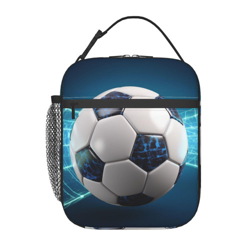 Soccer Sports Ball Print Lunch Bag Lunch Box Reusable Insulated Lunch Tote Bag For Office Picnic Travel