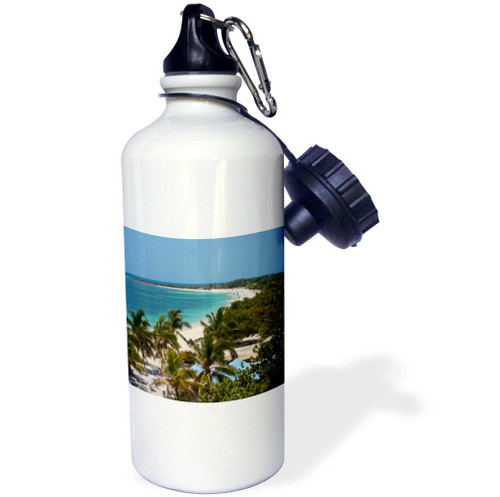 3dRose "Trinidad, Cuba, beach from the Hotel Ancon CA11 BBA0537 Bill Bachmann" Sports Water Bottle, 21 oz, White