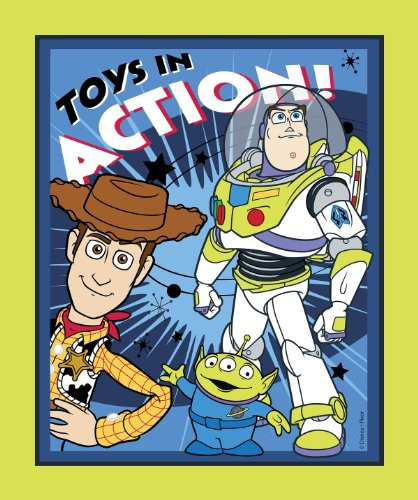 Springs Creative - Fabric Disney Buzz Light Year Buzz and Friends Panel Fabric, Sold by The Yard, 43/44-Inch, Blue