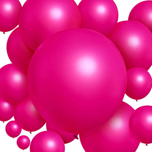100 Pieces Latex Balloons Different Sizes 18/12/10/5 Inch Party Balloon Kit for Valentines Birthday Baby Shower Wedding Bride Graduation Party Decoration (Hot Pink)